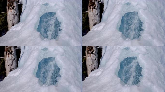 水冰洞穴瀑布山脉下降