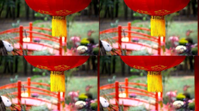 传统红色中国纸制灯笼