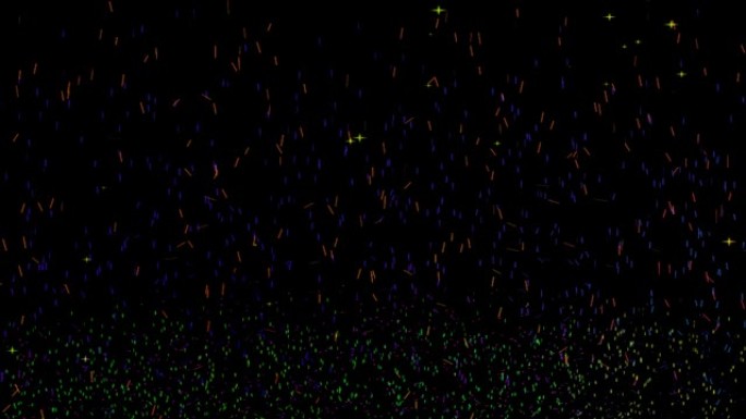星星彩虹在黑色屏幕上漂浮到派对的顶部