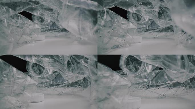塑料瓶回收概念，多莉宏观拍摄。
