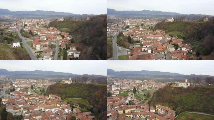 高海拔天线: 意大利北部风景如画的村庄和塞西亚河-罗马尼亚诺，意大利