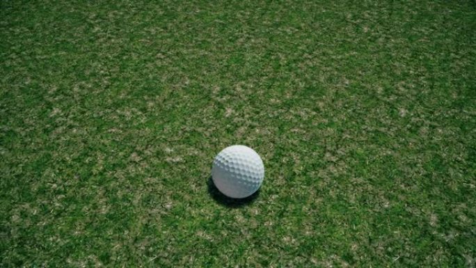 无品牌的高尔夫球在高尔夫球场球道或果岭上缓慢滚动-无缝循环