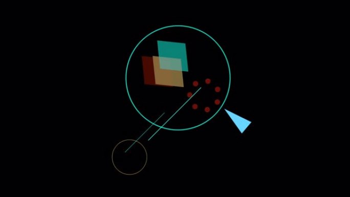 彩色正方形和圆形内接旋转点的抽象运动