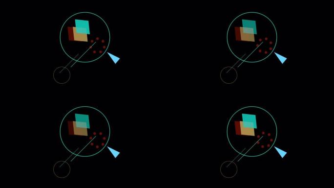 彩色正方形和圆形内接旋转点的抽象运动