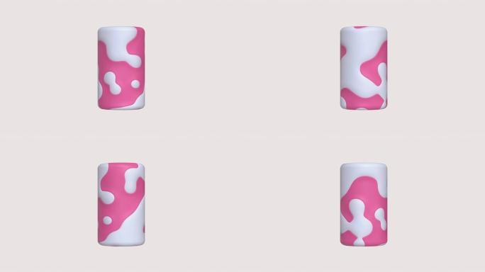 粉色白色纹理几何形状3d渲染运动