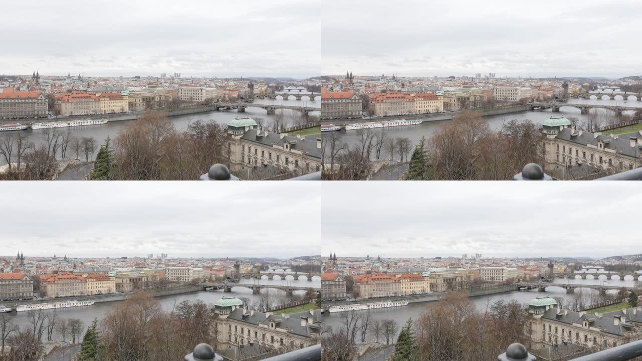 捷克屋顶和著名的尖顶和圆顶的首都