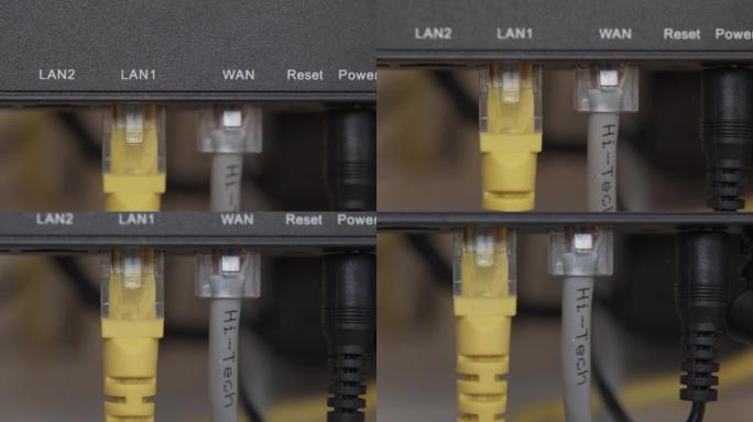 具有连接的LAN电缆的路由器的后视图