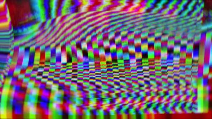 多色复古汽波迷幻彩虹色背景。计算机数据编译损坏