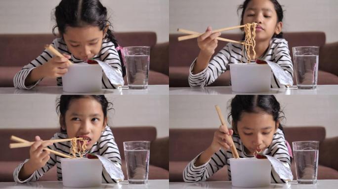亚洲小姑娘吃热辣方便面有幸福精选焦点浅景深