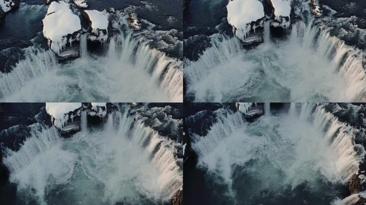 冰岛的go ð afoss瀑布-鸟瞰图