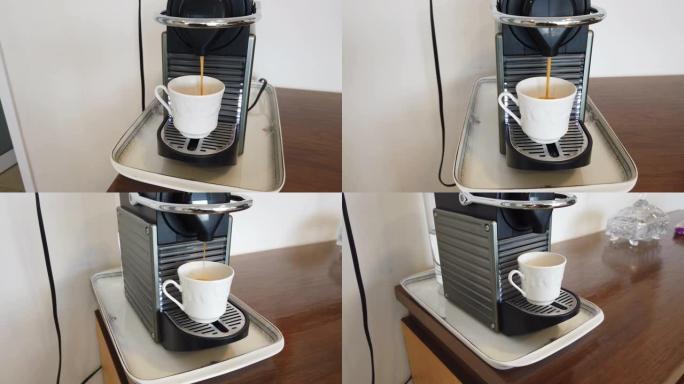 咖啡机制作一杯咖啡