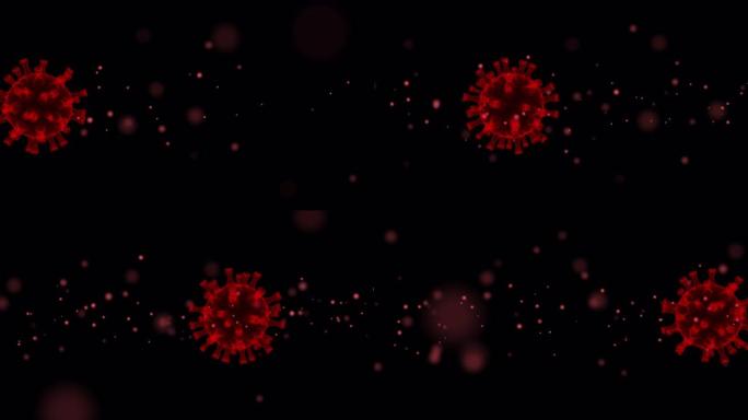 冠状病毒新型冠状病毒肺炎在红色bokeh光运动或红细胞。病毒背景3d渲染