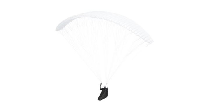 空白白色滑翔伞，带线束模型，环形旋转