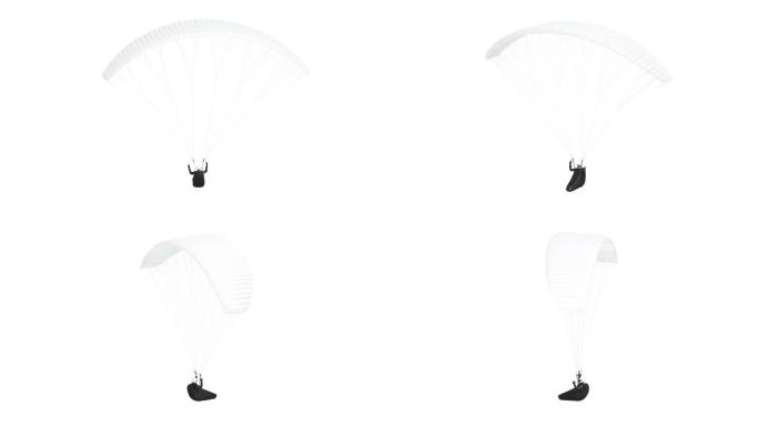 空白白色滑翔伞，带线束模型，环形旋转