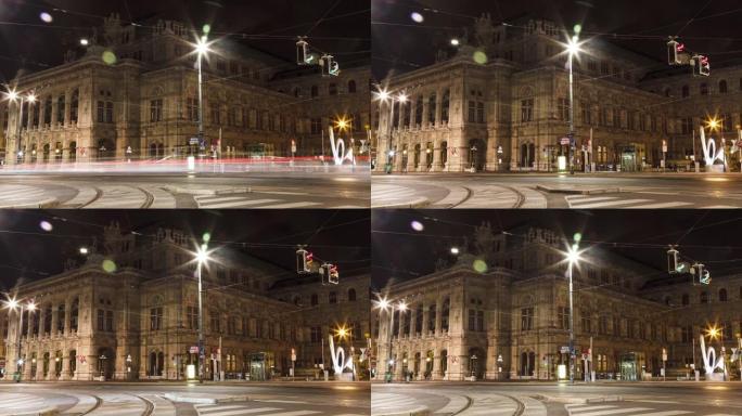维也纳歌剧院，奥地利1080p延时夜