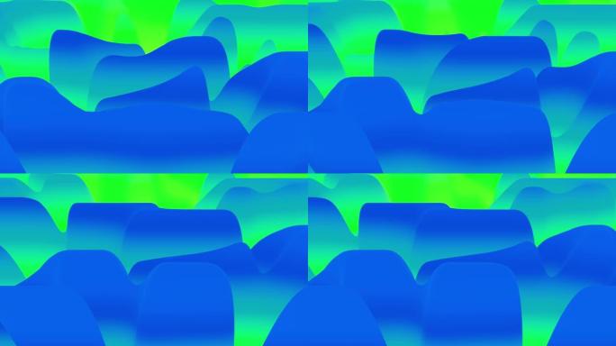 4k无缝环路，具有抽象流体蓝绿色梯度，内部辉光波浪形表面。美丽的冷色渐变作为抽象的液体背景，流畅的动
