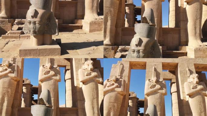 Ramesseum-公元前十三世纪法老拉美西斯二世的纪念神庙，卢克索上埃及的Theban墓地的一部分