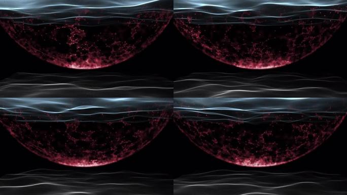 脉冲波环境中的红色能量3D渲染裁剪球体。