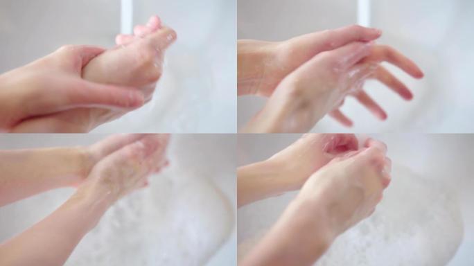 清洁双手，用肥皂洗手保护冠状病毒2019