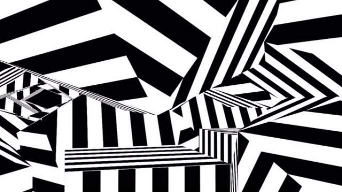 黑白条纹。计算机生成的抽象背景，3D渲染