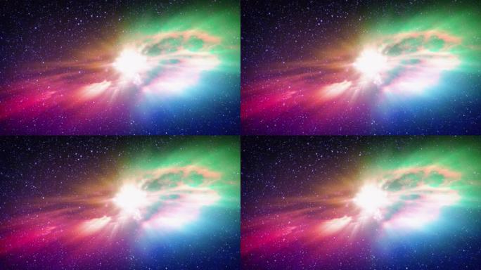 恒星形成-繁星闪烁的夜空和美丽的彩色原行星星云-视频循环