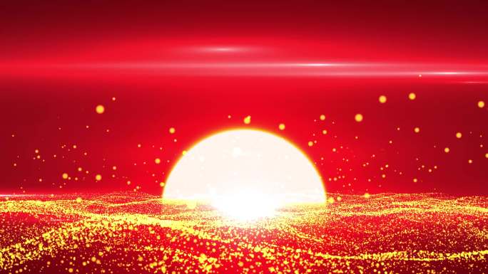 大气红色朝阳粒子背景