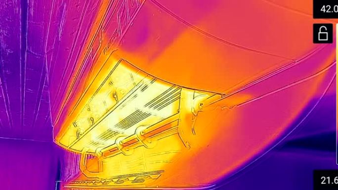 在橙色图像上的热像仪扫描仪上的变频空调