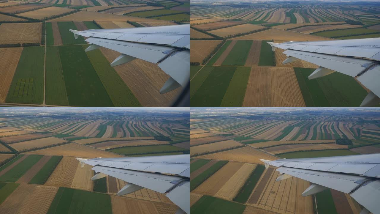 夏季飞越奥地利风景飞机窗口翼视点全景4k