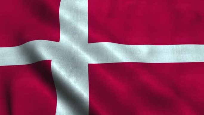 丹麦国旗在风中飘扬。丹麦国旗王国