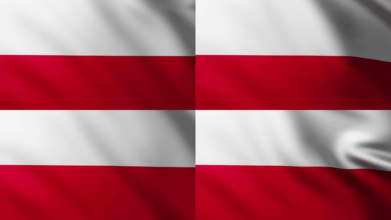 波兰大旗背景迎风飘扬