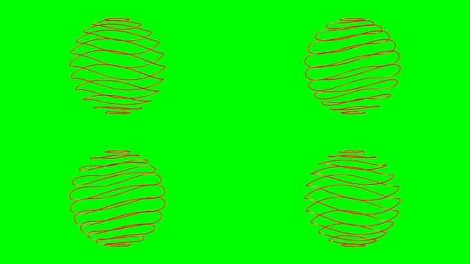 绿色背景上的抽象球体。孤立的3D渲染