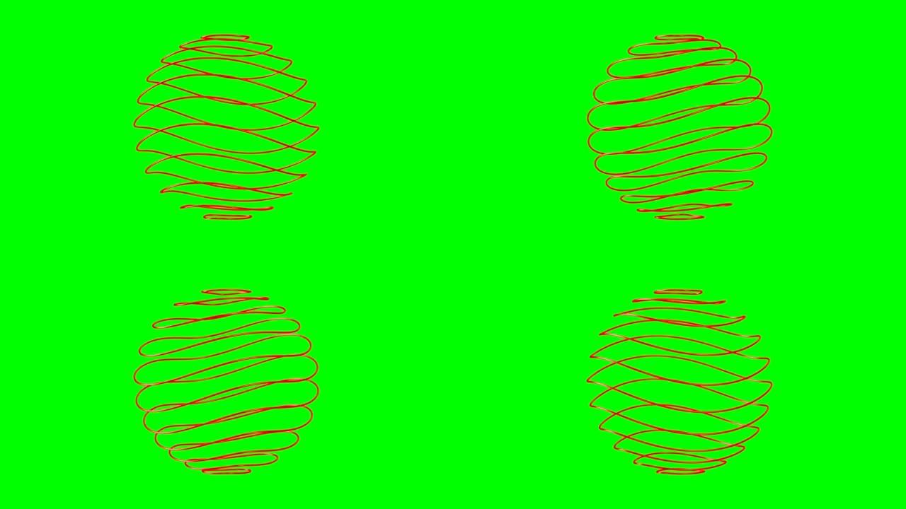 绿色背景上的抽象球体。孤立的3D渲染
