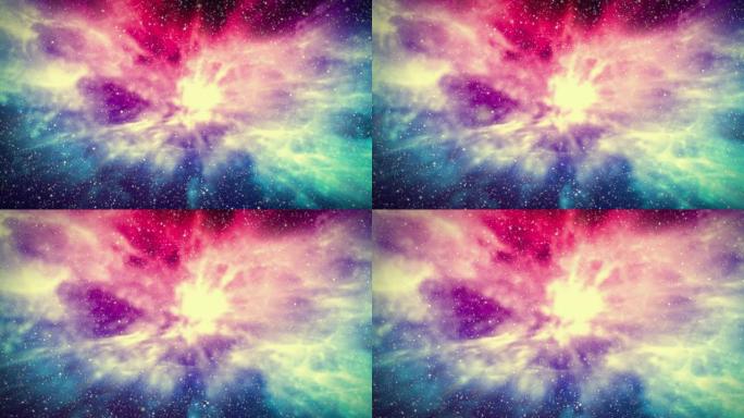 穿越外层空间向美丽的彩色星云飞行-数字生成的视频-ProRes