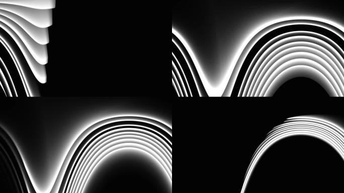 波浪形结构线条，如黑白两色的海浪。3d全高清视频动画。可循环。