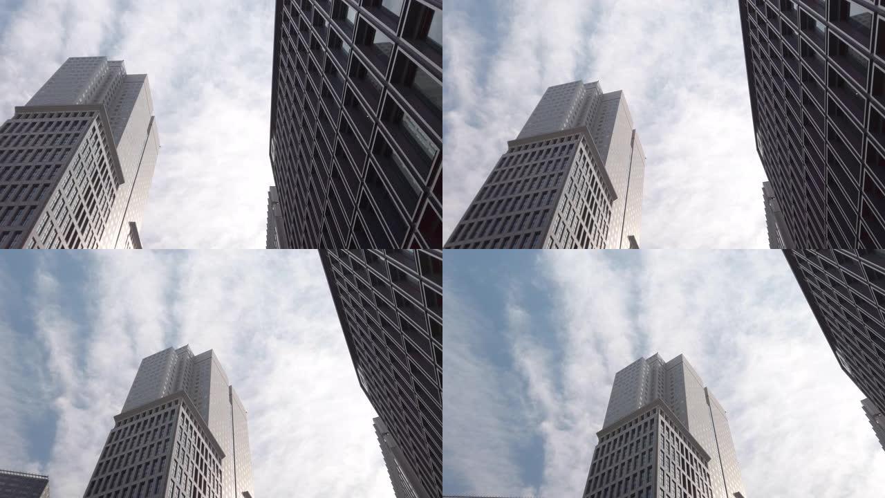 4k平移跟踪镜头。三栋大楼东京市景办公室背景