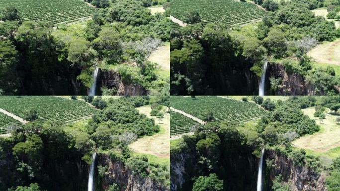 大自然瀑布的全景。伟大的风景