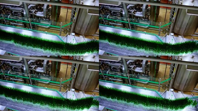 啤酒厂的啤酒装瓶生产线内部
