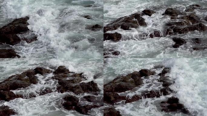 自然水质地海浪岩石