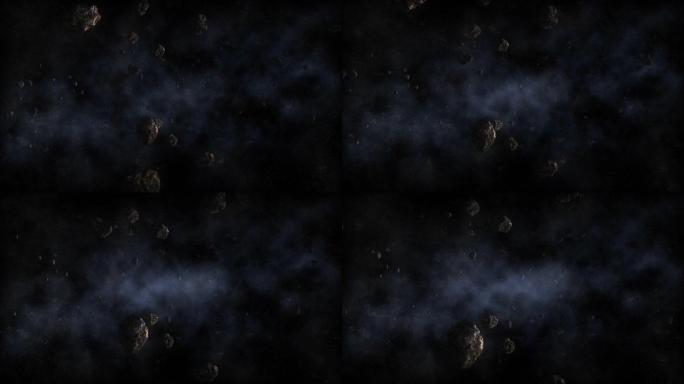 小行星在恒星背景下在太空中飞行