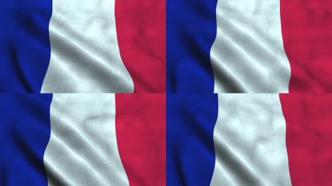 法国国旗在风中挥舞。法兰西共和国国旗