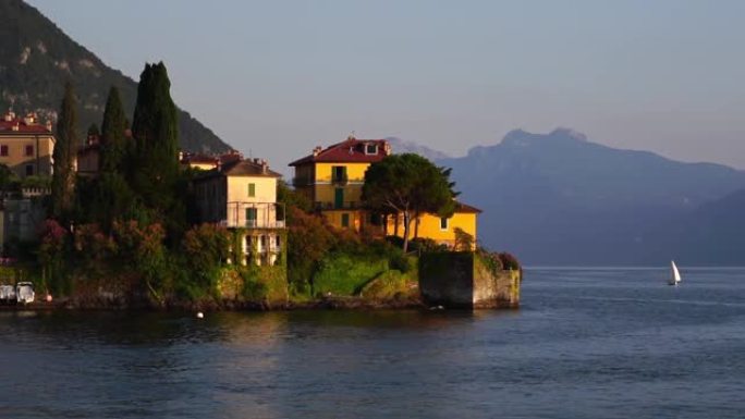 意大利科莫湖瓦伦纳的旧彩色建筑