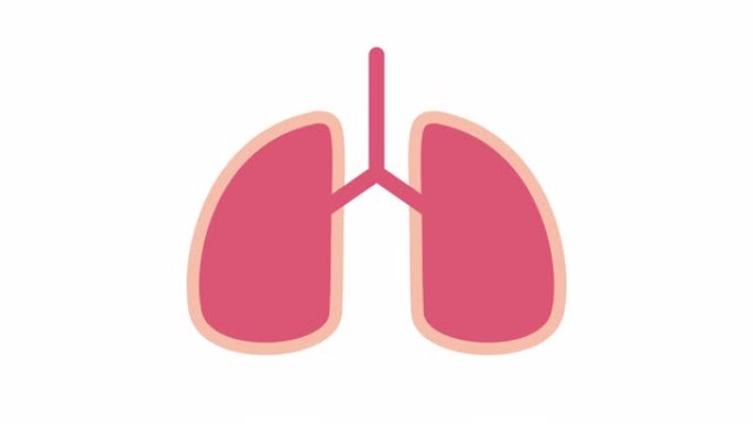 肺部符号图标出现和呼吸和扩展动画