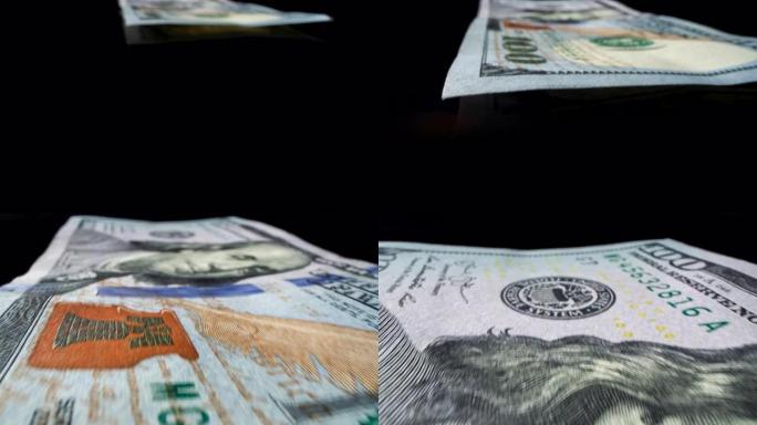 美国一百美元钞票一张美元特写实拍素材
