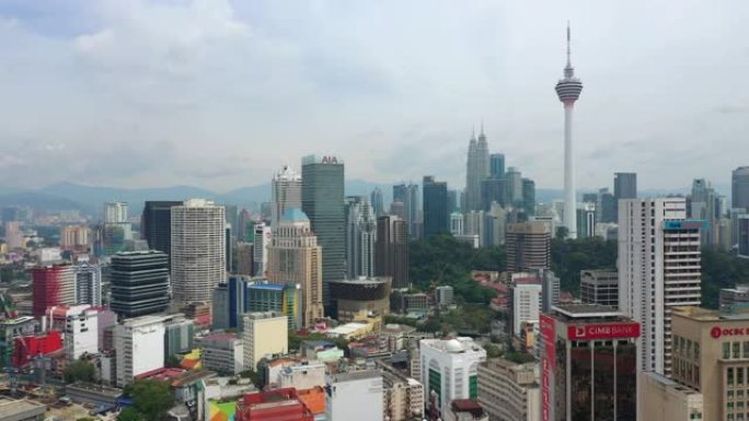 Kuala泥地城市中心down day时间空中全景4k马来西亚