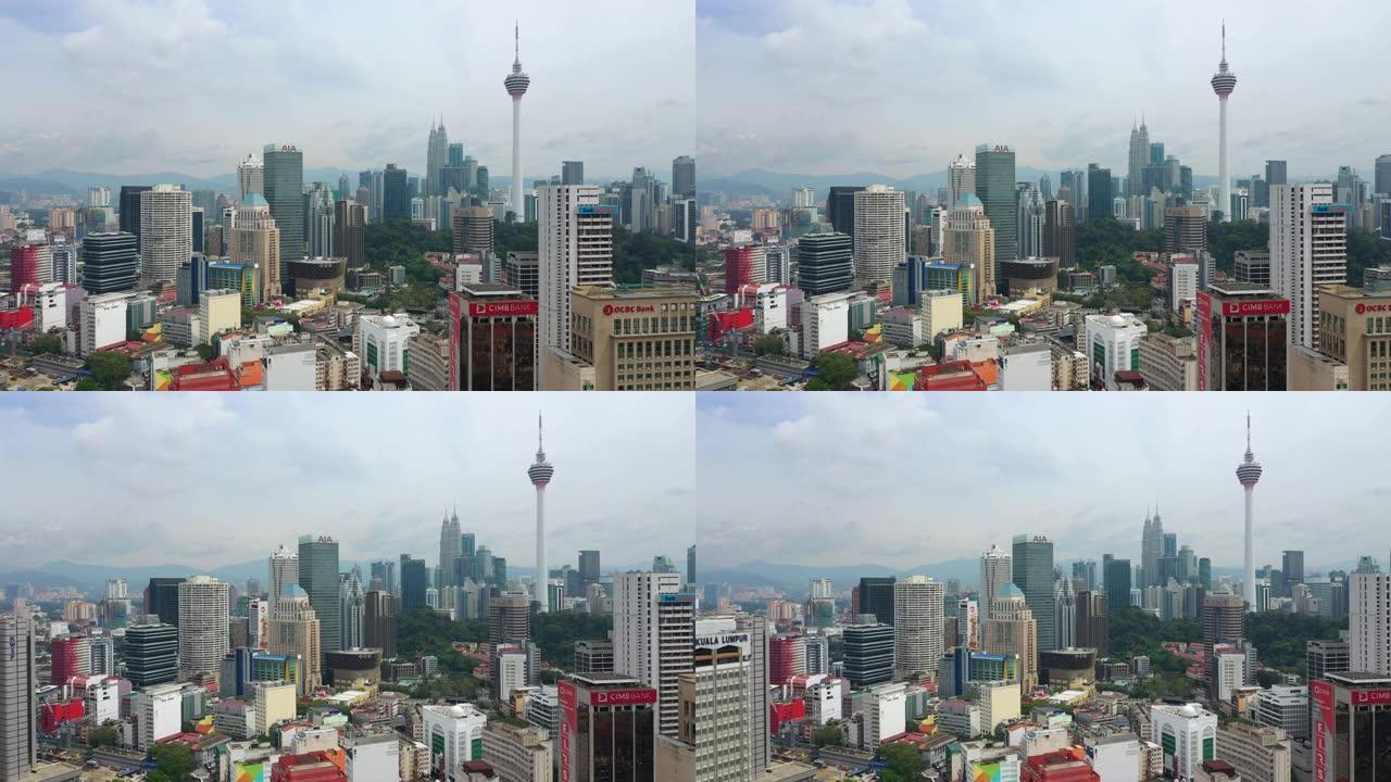 Kuala泥地城市中心down day时间空中全景4k马来西亚