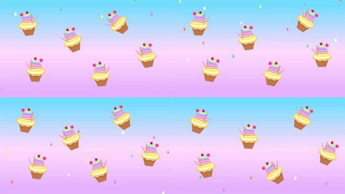彩虹纸杯蛋糕背景动画卡通背景