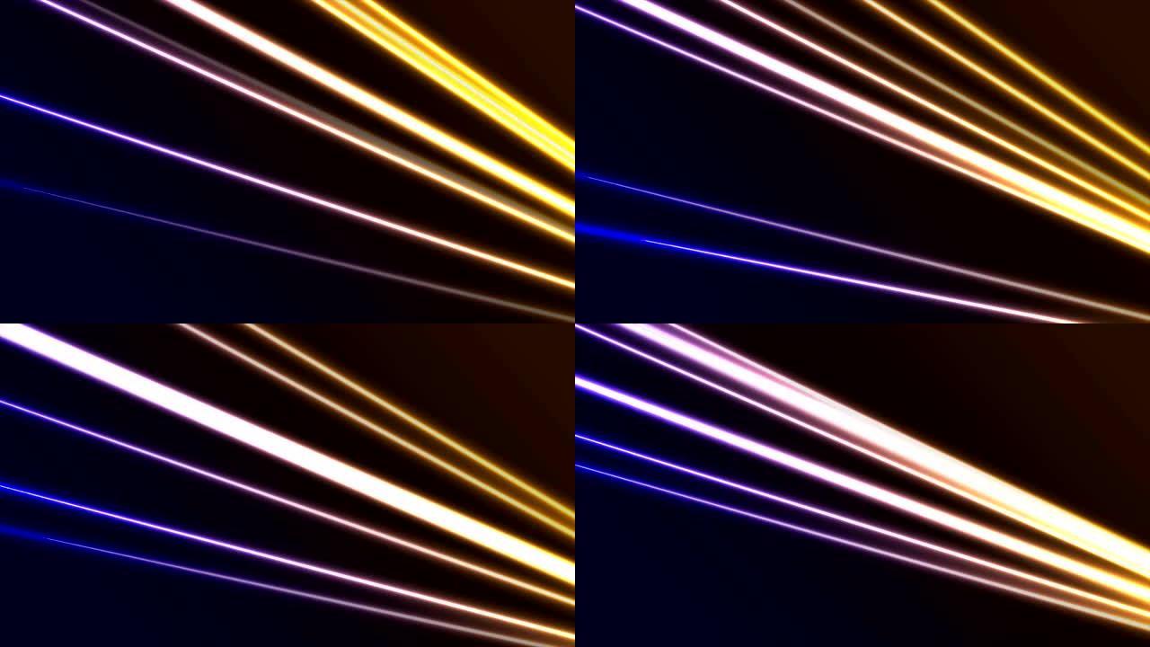 黄色和紫色激光霓虹灯线抽象运动背景