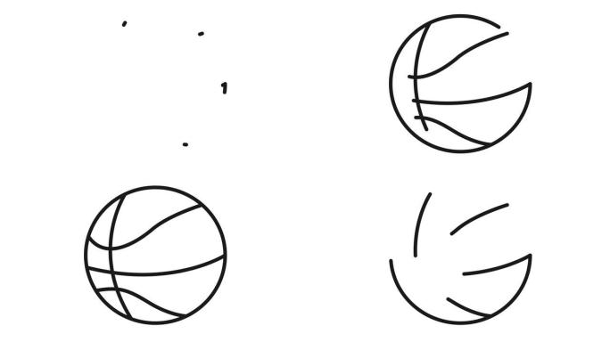 手绘篮球的图形动画。具有alpha通道的4k元素