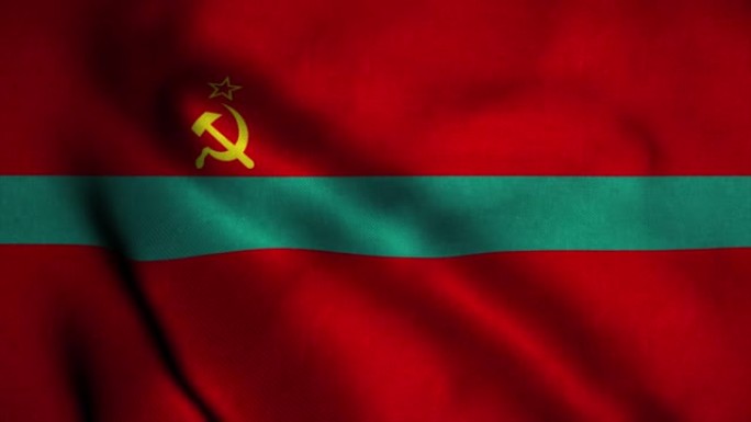 Pridnestrovian摩尔达维亚共和国国旗在风中挥舞。德涅斯特河沿岸无缝循环动画的标志。4K