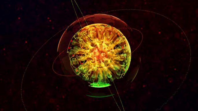病毒地球仪缩小特效圆球细胞核细胞膜